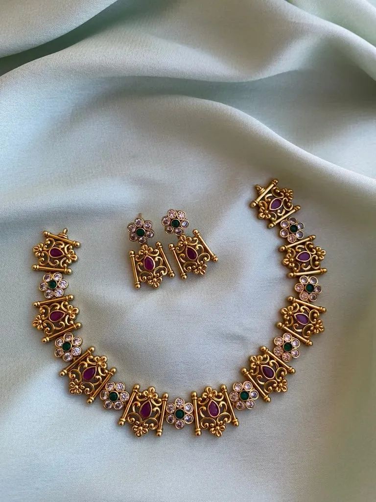 Floral AD Kemp Necklace set
